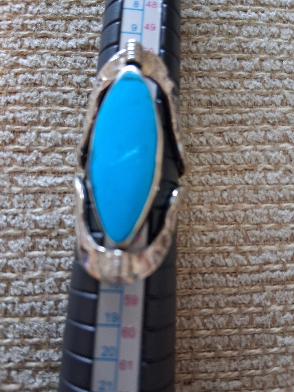 Silver-Tone Ring with Bright Turquoise Stone - Unbranded